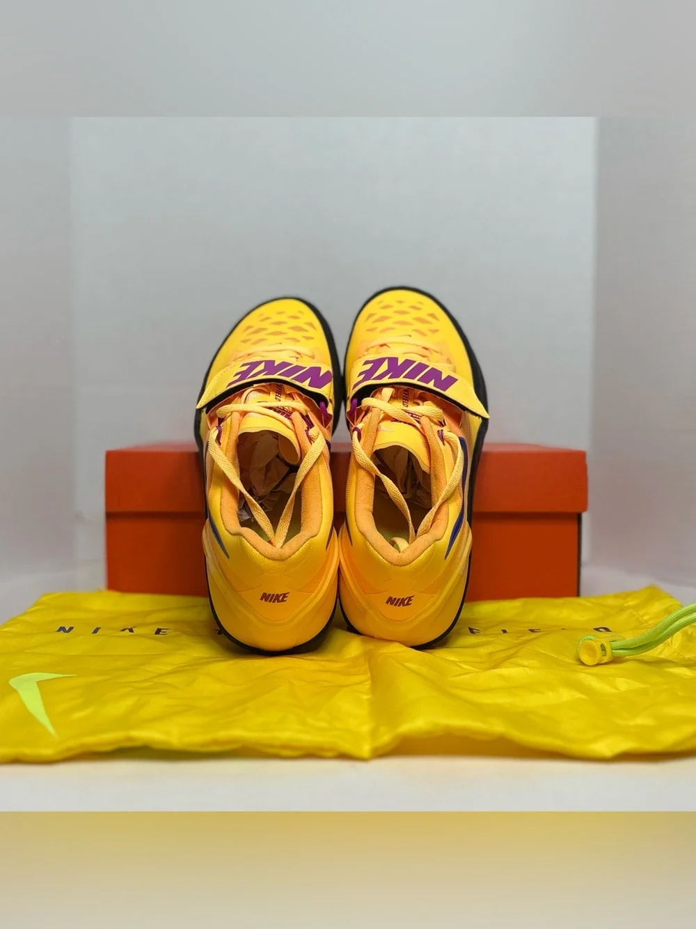Nike Men’s Athletic Shoes - Yellow with Blue Swoosh Track & Field Throwing shoes